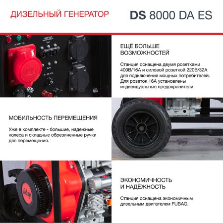 FUBAG Дизельный генератор (трехфазный) с электростартером и коннектором автоматики DS 8000 DA ES в Ставрополе фото