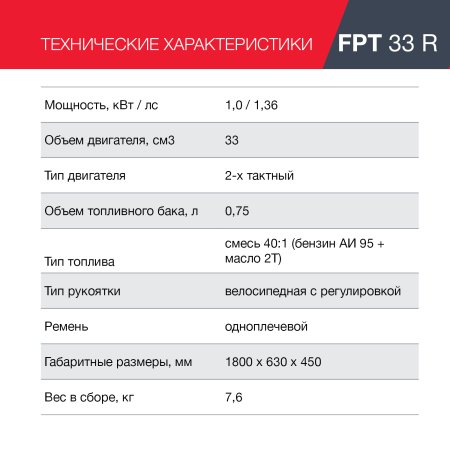 FUBAG Бензиновый триммер FPT 33R + Триммерная леска сечение витой квадрат L 130 м * 2.4 мм в ПОДАРОК в Ставрополе фото
